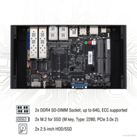 Dispositivo de Red Intel Atom C3000 10G SFP+, Mini PC Barebone con 5 Puertos 2.5G I226-V, Router Firewall para PfSense, OPNsense, ESXi