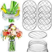 Grille métallique réutilisable pour arrangements floraux, compatible avec les bocaux en verre Mason, pour couvercles de type Flower Frog