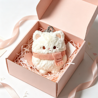 Porte-clés en peluche en coton personnalisé - Fabricant professionnel de jouets - Poupée chat rose de 10 cm - Jouet animal