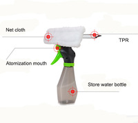 Nettoyeur de vitres 3 en 1 avec pulvérisateur et raclette en microfibre pour nettoyage humide et sec, avec poignée en plastique