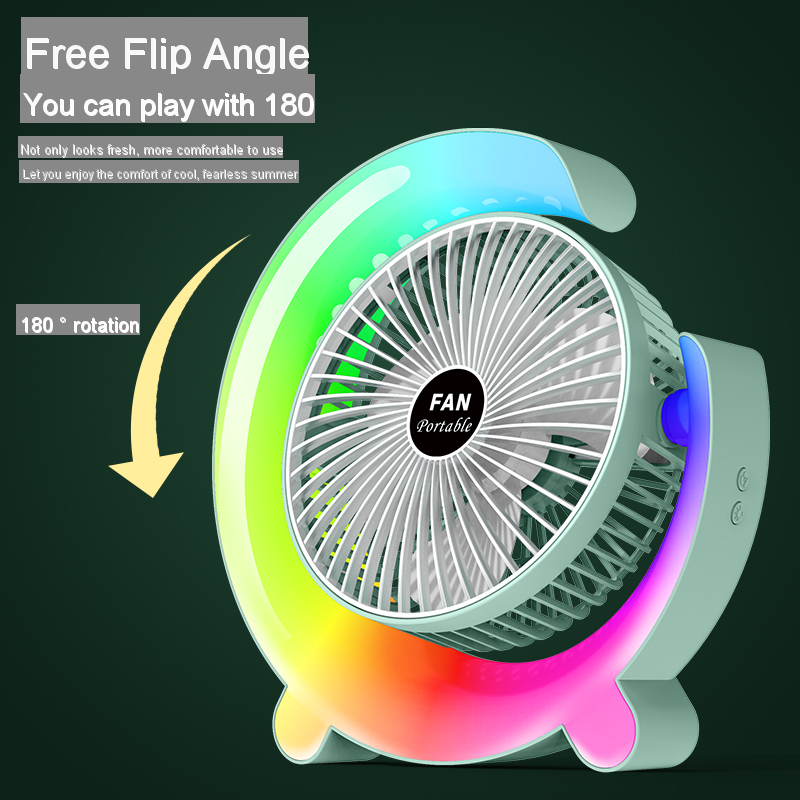 Desktop Loop Fan 180 Degrees Rotated Night Light Moon Fan USB Charge ...