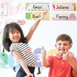 Autocollants inscriptibles personnalisés Plaques d'identification de bureau 25PCS Cartes de rentrée des étudiants en papier couché pour la salle de classe Cartes nominatives de bureau Autocollants - Product Image 4