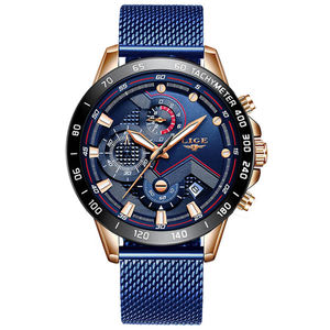 <span class=keywords><strong>LIGE</strong></span> – <span class=keywords><strong>montre</strong></span> de luxe pour <span class=keywords><strong>homme</strong></span>, en acier inoxydable, horloge à Quartz, étanche, chronographe sportif, 9929 - Product Image 1
