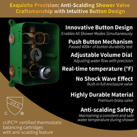 Système de douche de plafond en laiton de qualité supérieure Vanne thermostatique à double sortie avec pluie et installation facile à la main
