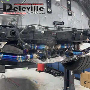 シボレーコルベットC8Z06 2019-2023チタンマフラーキャットバックダウンパイプカーサウンドエキゾーストパイプ用DelevilleValvetronicエキゾースト