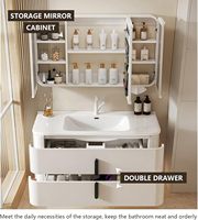 Ensemble de meubles de salle de bain modernes en bois massif OEM 2026 avec miroir LED intégré et égouttoir en cuivre – Fixation murale pour entrepôt et hôpital