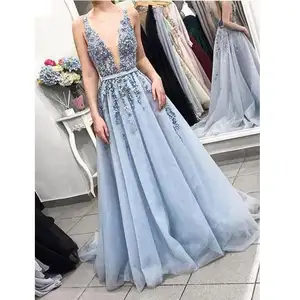 2023 Summer Small Train Formelles Bankett kleid Neue bunte Spitze Vestidos De Gala Maßge schneiderte sexy Abendkleider mit tiefem V-Ausschnitt