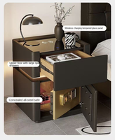 Table de chevet intelligente minimaliste moderne avec coffre-fort en acier dissimulé et chargeur sans fil
