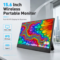 Moniteur externe IPS sans fil 15,6 pouces 1080P FHD, écran portable professionnel, batterie 8000mAh, WiFi, mise en miroir Miracast AirPlay