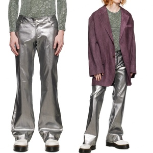 Shiny Puddle <b>Flare</b> Pants <b>for</b> <b>Men</b> Coated Waterproof & Breathable Solid Pattern <b>for</b> <b>Jeans</b> - Product Image 1