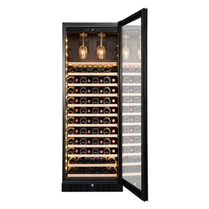 Vinopro Smart Vrijstaande Wijnkoeler Koelkast 330l Capaciteit Met 108 Flessen Beuken Houten Plank En Glazen Deur