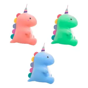 Peluche dinosaure rose pour anniversaire, 30 cm, douce, élastique, en peluche, pour enfants de 0 à 6 mois, cadeau unisexe avec dos coloré et fête - Product Image 3