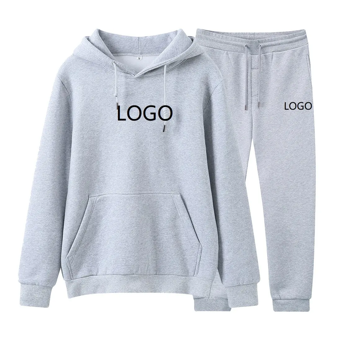 Vedo هوديي مخصص شعار القطن لنا حجم 330GSM كنزة صوف Sweatpants الرجال هوديي مجموعة