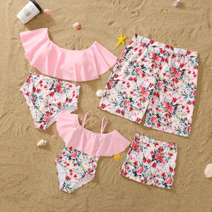 2024 nuovo costume da bagno genitore-bambino madre-figlia fionda Bikini cavo pantaloni da spiaggia da uomo genitore-bambino costume da bagno Set quattro pezzi - Product Image 6