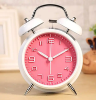 Réveil à cloche de 4 pouces Réveil de table analogique en métal avec cadran 3d avec fonction de rétroéclairage Horloge de table de bureau