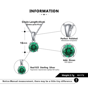 Lucky Birthstone Real 925 <span class=keywords><strong>Sterling</strong></span> Silver CZ Zircon colgante collar joyería de cristal para mujer con piedras de diamante - Product Image 5