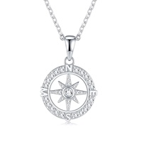 Collier Boussole Étoile à Huit Branches Scintillante Haut de Gamme en Argent 925 Incrusté de Moissanite avec Certificat GRA, Chaîne Clavicule