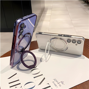 Recientemente Popular gradiente púrpura suave cubierta para <span class=keywords><strong>Samsung</strong></span> <span class=keywords><strong>Galaxy</strong></span> A15 transparente galvanizado brillo magnético soporte teléfono caso - Product Image 6
