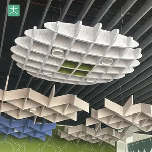 Tiange 폴리에스터 PET 섬유 베플 디자인 보드 패브릭 방음 매달린 음향 천장 패널