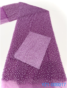 2024 YZ thêu thiết kế phổ biến Phi trắng đính cườm vải 100% polyester sang trọng nặng đính cườm ren vải cho Bridal Dress - Product Image 3