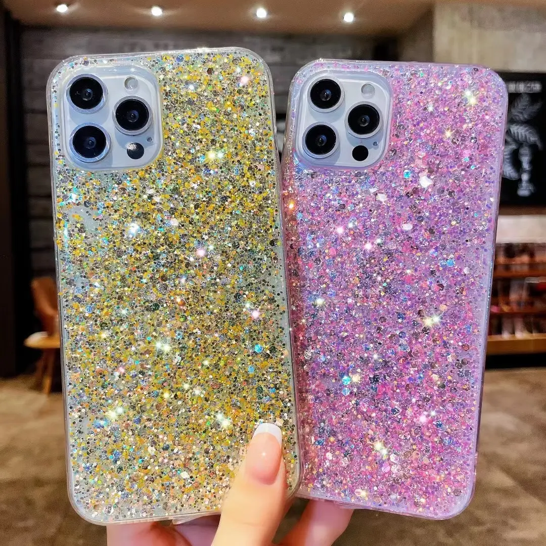 Luxury Colorful Bling Sequins Glitter Phone Case For iPhone 12/11 ProMax 8 7 Plus XR XS Max Shine Soft TPU Silicone Capa Hoesjes