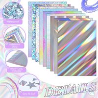 100 feuilles de papier cartonné brillant irisé miroir holographique métallisé, simple face