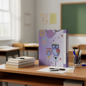 Mnj 2 Hole Folder A4 Size With Owl Design For School Office Use 6Pcs - Product Image 2