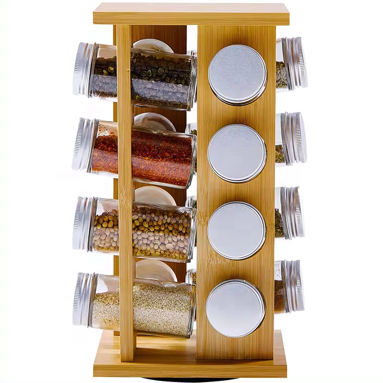 Bamboo Revolving Spice Racks Organize Your Kitchen Efficiently