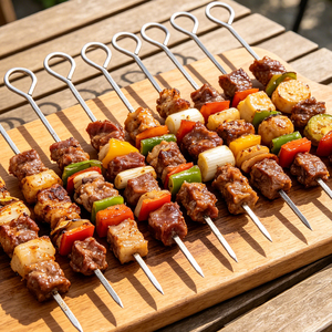 Brochettes <span class=keywords><strong>de</strong></span> barbecue en acier inoxydable <span class=keywords><strong>de</strong></span> 22 cm avec embout à œillet, <span class=keywords><strong>de</strong></span> qualité alimentaire, pour cuisines professionnelles (vente en gros) - Product Image 5