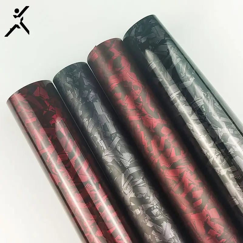 1.52*18m PVC Super Bright Flower Matte Carbon Red Black Auto Protection Film Paper Car Wrap Sticker pellicola vinilica per veicoli