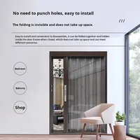 Moustiquaire de sécurité pliante en tissu non tissé à mailles losangées, porte accordéon télescopique invisible, anti-moustiques et anti-rongeurs, pour usage hôtelier moderne