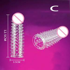 Wiederverwendbare Kondome Gerippt und Genoppt mit Verzögerungseffekt Verdickende Dornenkondome 5 Modelle Weiche Keulenform Stachelige und Noppige Kondome für Männer - Product Image 4