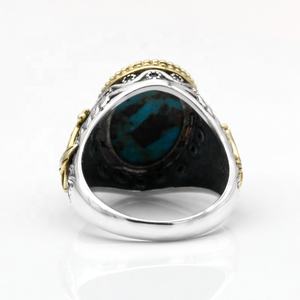 Reale Dell'argento Sterlina 925 Blu turchese Naturale di Pietra Celebrazione Anelli di Barretta per Gli Uomini Dei Monili Turco - Product Image 4