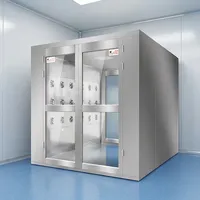 Cabine de douche à air pour salle blanche haute performance avec buse rotative à 360°, purification à 99,9995 % et porte roulante