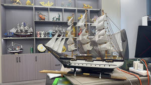 Escultura de Velero de Madera de 80 cm, Estilo Náutico Mediterráneo, Decoración para el Hogar, Playa u Oficina, Modelo Duradero, Regalo de Cumpleaños - Product Image 3