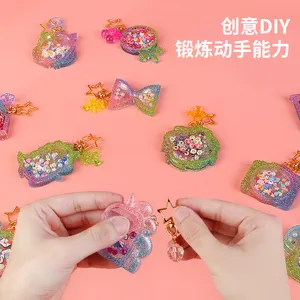 Tik tok brinquedos diy artesanato ideias crianças chaveiro brinquedo agitadores fidget crianças decoração resina cristal charme bling contas para fazer jóias