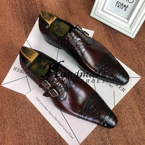 Chaussures en cuir pour hommes, chaussures de créateur élégantes à boucle, en cuir véritable pleine fleur, chaussures Oxford formelles, chaussures de costume - Product Image 1