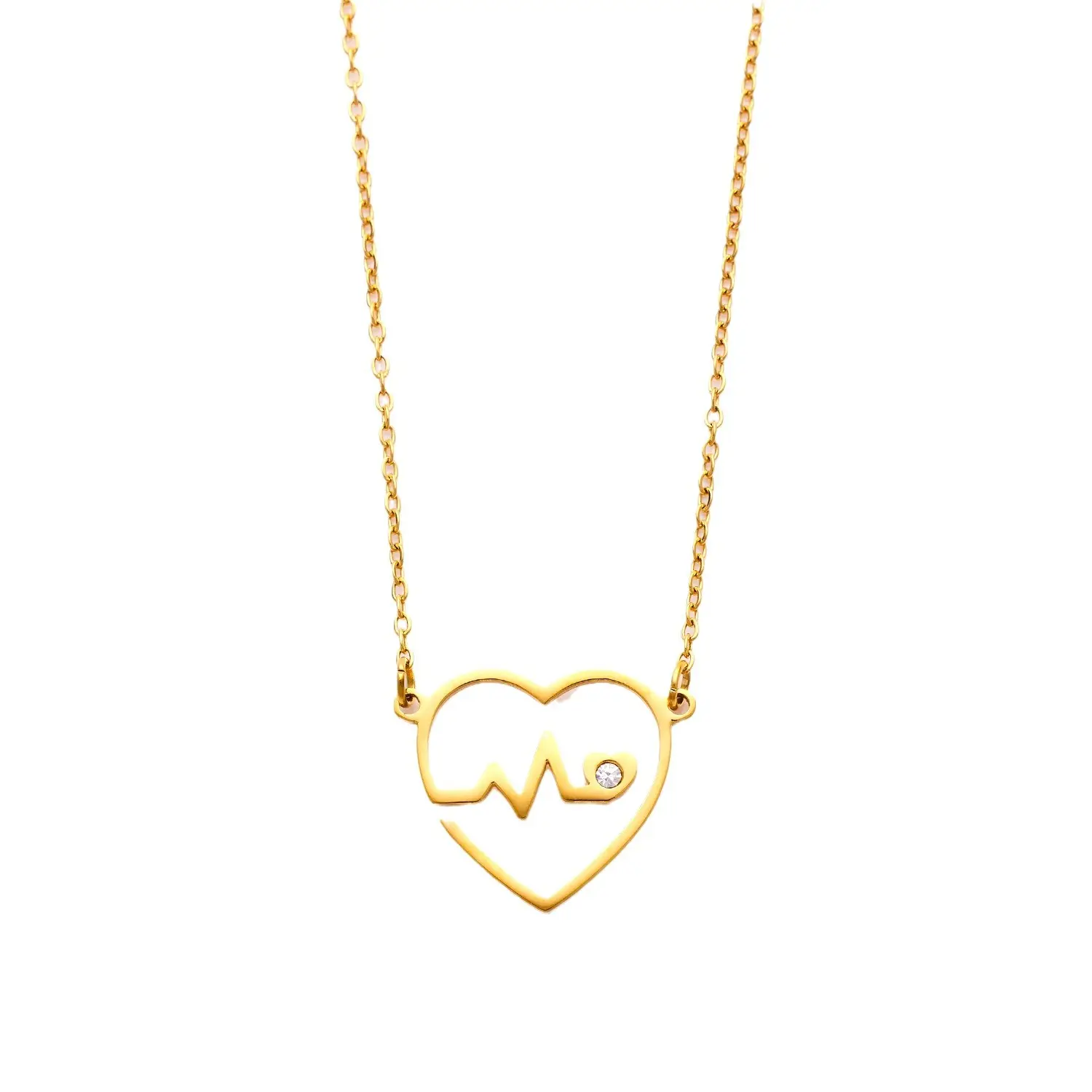 Damen-Schmuck hochwertig 18K Gold plattiert Edelstahl dünn-Link-Kette Herz Anhänger Halskette für Damen Liebesgeschenk