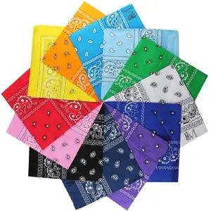 Stok özel erkek kadın 12 paketi baskı 22x22 Paisley pamuk kare bandana