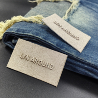 Jeans pour hommes de haute qualité, patch en cuir de crin, étiquette de logo de lettre en métal