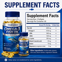 Formule personnalisée en vrac certifiée GMPC ISO, haute puissance, EPA 1800mg, DHA 1300mg, capsules molles de soutien premium pour la santé cardiaque et cérébrale