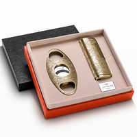 JIFENG T313 Ensemble Cadeau Coupe-Cigare et Briquet Torche au Design Rétro Classique Vintage avec Logo Personnalisé et Lame Affûtée