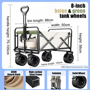 8 इंच विविध रंग फोल्डेबल वाटरप्रूफ गाड़ी ट्रॉली वैगन स्टील फ्रेम संकीर्ण पहियों कोई ब्रेक बहु-कार्यात्मक खरीदारी - Product Image 2