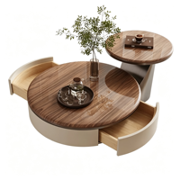 Ensemble de table basse classique en bois massif avec structure en métal, design vintage de luxe, rond, moderne, simple, meubles de salon