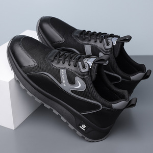 Men's Breathable Casual Sneakers <b>White</b> Mesh Hidden Height Increase 6Cm Fashion Sport Shoes Low Heel <b>Lace</b> Up - Product Image 2