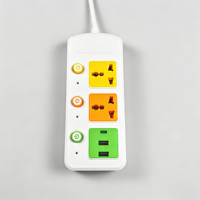 Regleta de Protección Contra Sobretensiones con Interruptores Independientes, Enchufe Universal y Puertos USB Opcionales, Cable de Extensión para Hogar/Oficina
