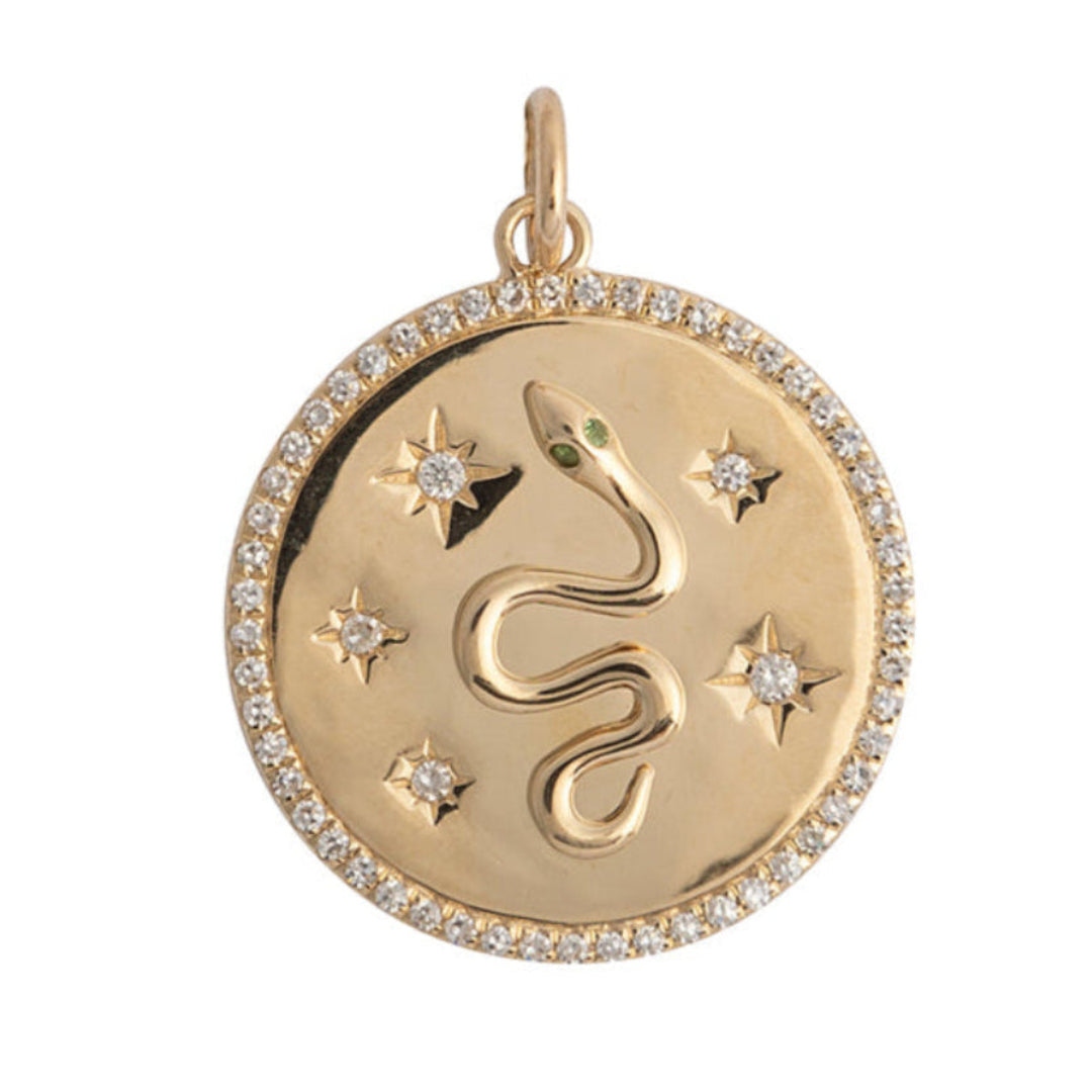 Pendentif rond étoile diamant serpentine