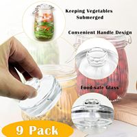 Lot de 9 couvercles intelligents réutilisables avec poignées faciles à saisir pour bocaux Mason à large ouverture de 70 mm, kit de fermentation pour kimchi et choucroute