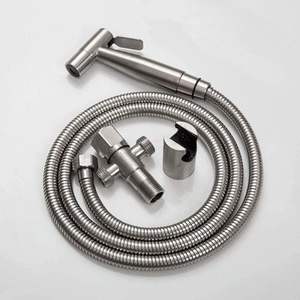 Modern Brushed Silver Eco-Friendly Bidet Sprayer <b>Toilet</b> Handheld Bathroom <b>Jet</b> Kit <b>Spray</b> Shattaf Explosion Proof Hose 304 - Product Image 2