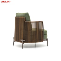 Moderne Meubles En Rotin Extérieur Patio Jardin Lotus Rotin canapé Chaise Chaise De Loisirs en acier inoxydable jambes en couleur Bronze